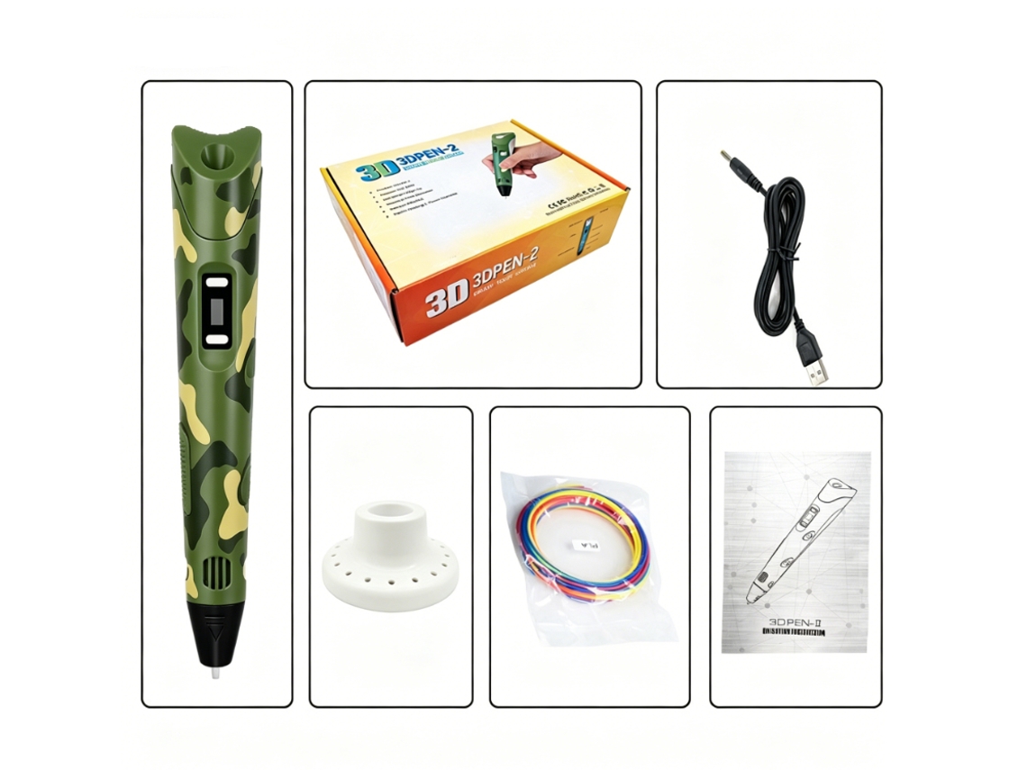 Caneta De Impressão 3d Infantil, Caneta De Desenho Diy Com Tela Lcd, 3m X 3 Cores Filamentos, Camuflar Digitallab