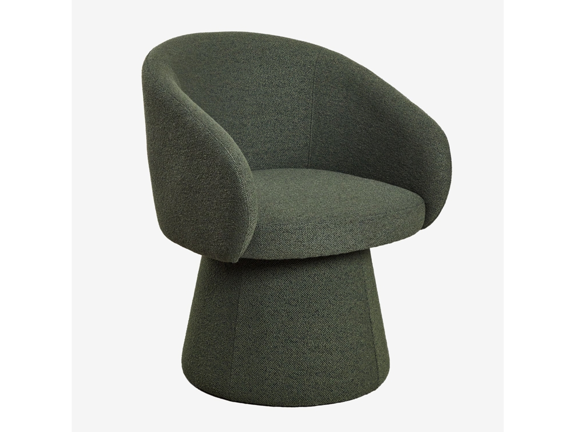 Sklum Poltrona Giratória Estofada Flavian 80 % Poliéster, 20 % Acrílico                       Bouclé Verde Exército