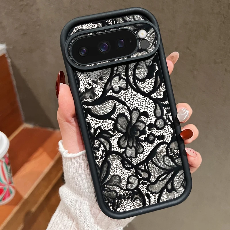 Capa Para Celular Google Pixel 10 Pro Xl Com Estampa Retrô De Sol E Lua (preta), Em Tpu Macio E Resistente A Impactos.