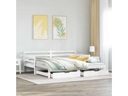 Vidaxl Sofá-cama C/ Gavetas 90x200cm Madeira De Pinho Maciça Branco