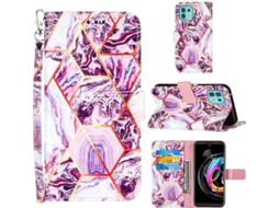 Correia Mármore Pintado Slots para Motorola Moto Edge 20 Lite HONGWE. com Porta-Cartões