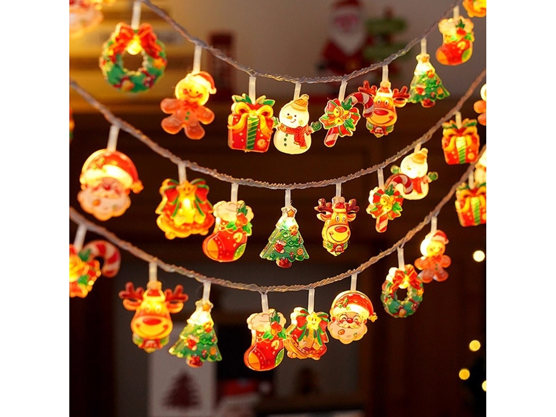 Lurelia Grinalda Luminosa 20 Luzes Decorativas Natal Ferro Pendurado Lâmpada Alimentada Bateria Luz Constante 3 M