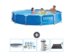 Piscina INTEX Moldura Redonda 366 X 76 Cm Azul Incluída Cobrir Pacote de Manutenção Bomba de Filtro de Piscina Tapete Solar