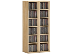 2 Móveis Porta Cd com Prateleiras Ajustáveis para 204 Cds,21x22.5x88.5cm,Carvalho | S/MARCA