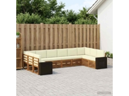 Vidaxl Conjunto De Sofás Para Exterior 10 Pcs Natural E Creme