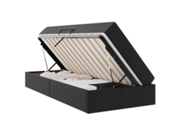 Vidaxl Cama Com Arrumação E Colchão Com Colchão 2 Pcs Preto Couro