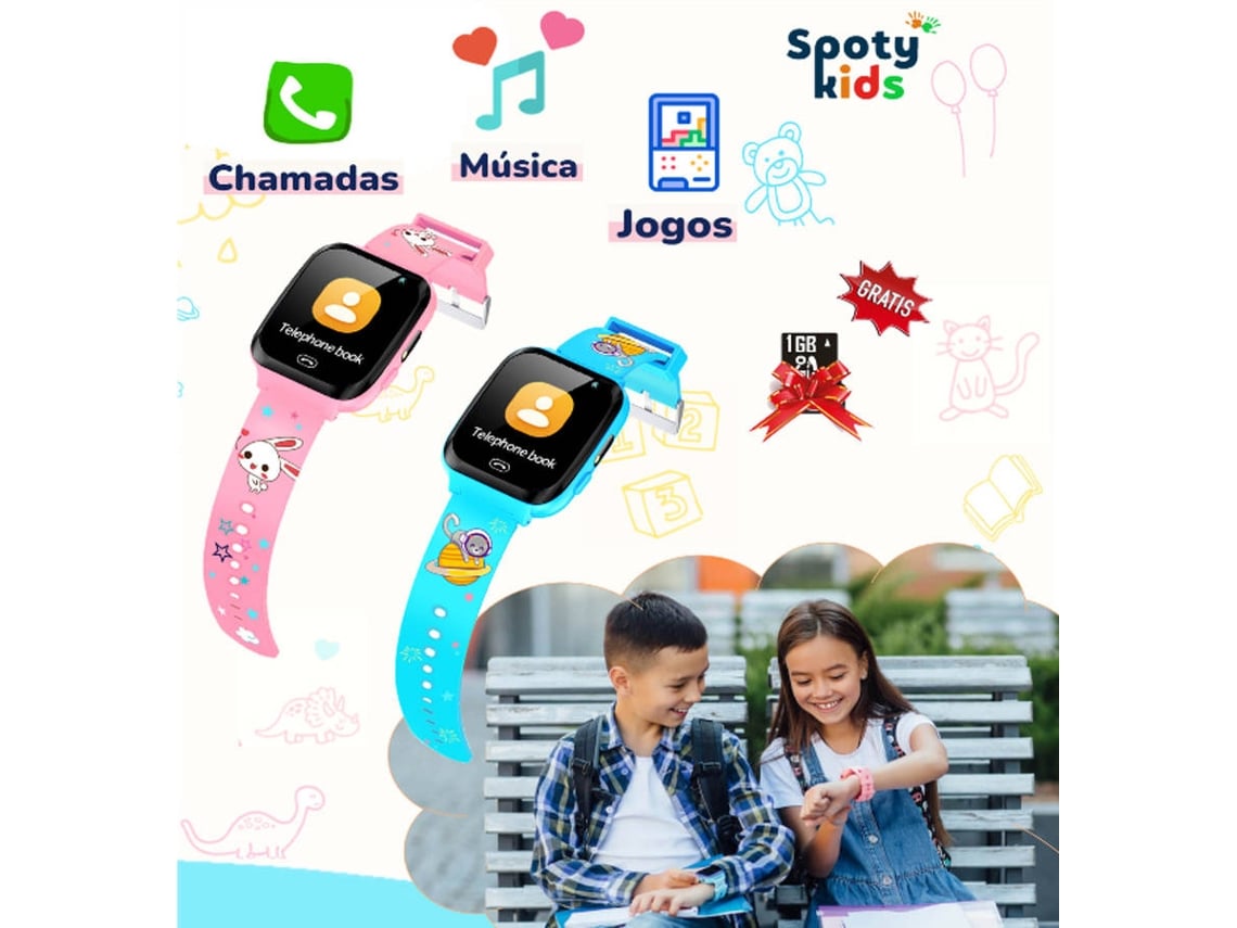 Relógio Smartwatch Criança SPOTYKIDS Jogos e Músicas (Rosa)