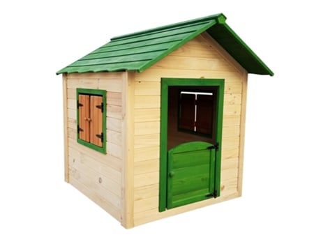 Casita Infantil de Madeira Robincool Kela 1,6 m² de 138x116x132 cm com Porta Abatível, Janelas e Chão