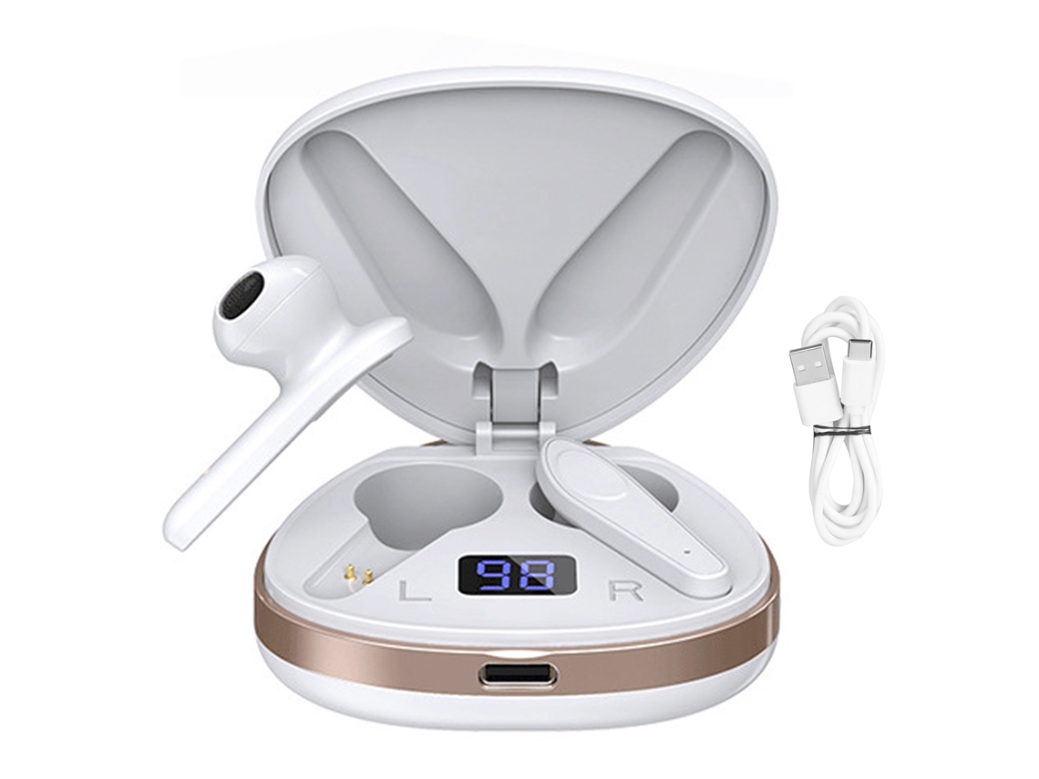 Aetheria fone de Ouvido Bluetooth Sem Fio Tws Controle Táctil Estéreo Esportivo Branco Pérola