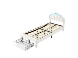 Cama, Design Moderno Minimalista, Armazenamento Prático, 90x200cm