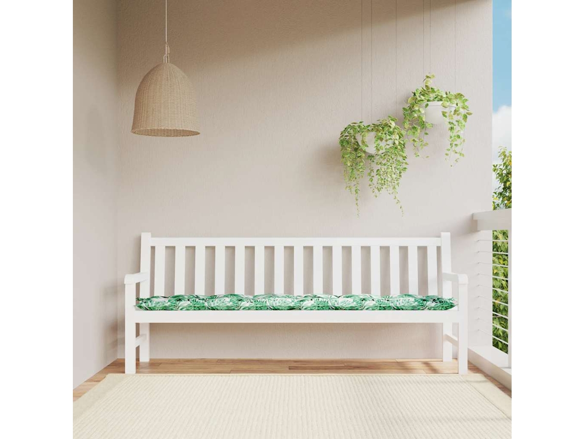 Vidaxl Almofada Para Banco De Jardim Com Estampa De Folhas, 200x50x7 Cm, Tecido Oxford