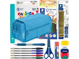 Estojo Escolar COLEPACK Triplo Basic (Poliéster - 22 x 11 x 9 cm - Azul)