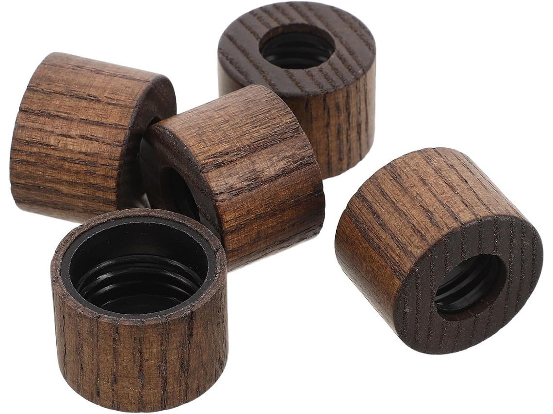 Conjunto De 5 Tampas Conta-gotas De Bambu De 24 Mm