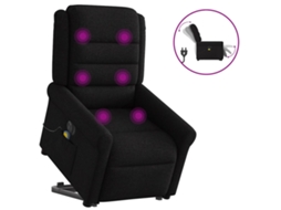 Vidaxl Poltrona Elétrica Elevatória Massagens Tecido Preto