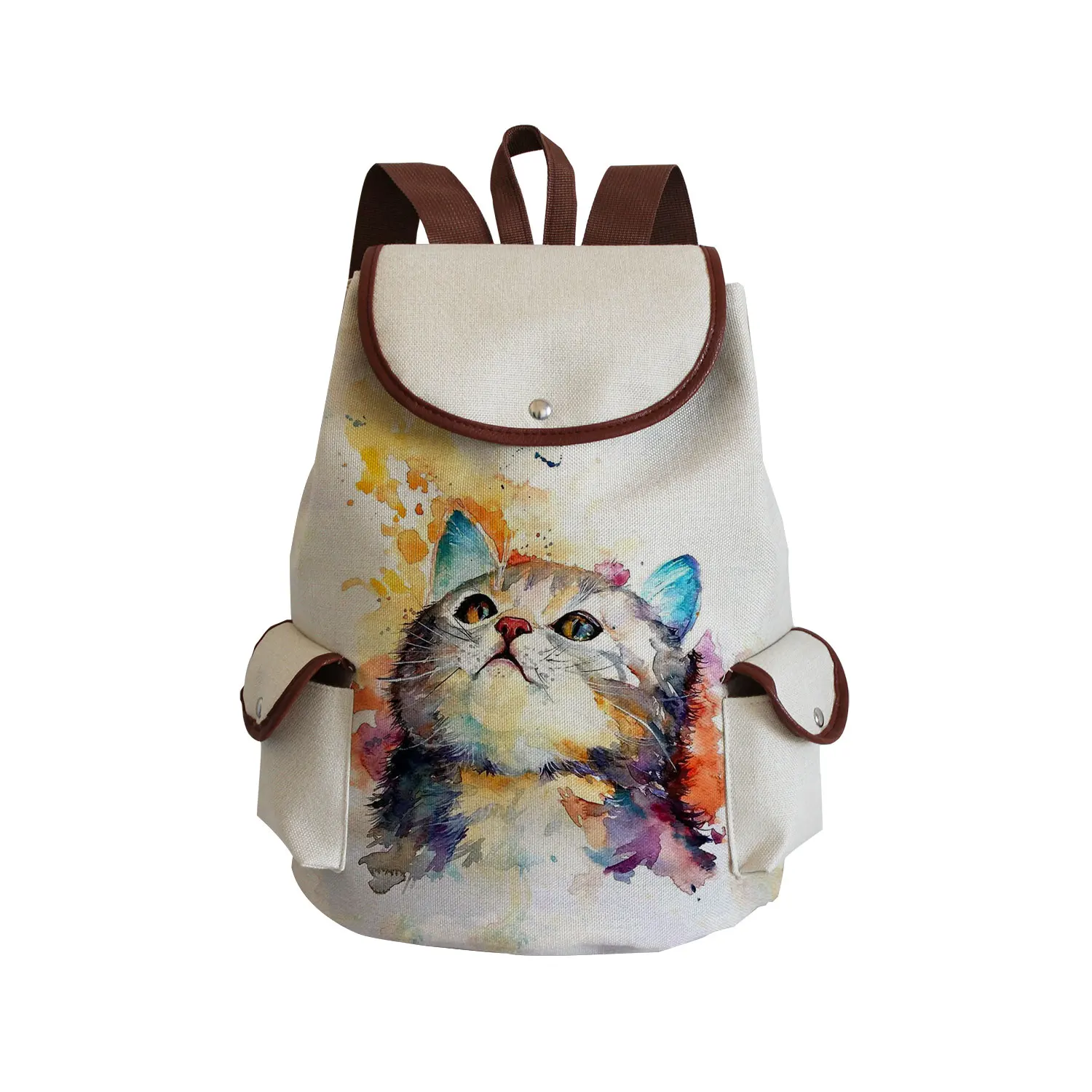 Mochila Escolar, Feminina, Juvenil, Em Lona, Grande Capacidade, Estampa De Animais