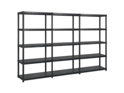Vidaxl Unidade Com 5 Prateleiras 255x40x185 Cm Plástico Preto
