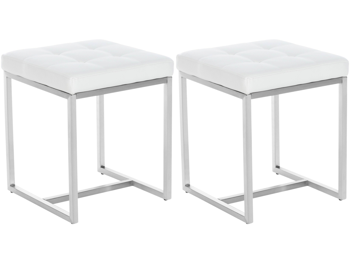 Conjunto de 2 bancos Barci Clp em aço inoxidável branco