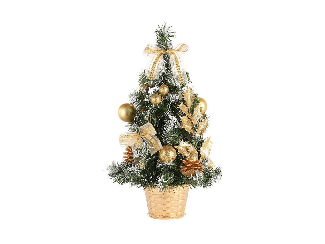 Árvore de Natal Artificial Mini, Decoração Gold, 40x23x23cm para Casa LAXISCREED