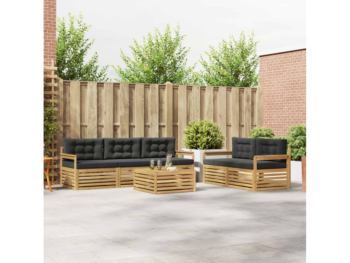 Vidaxl Conjunto De Sofás Para Exterior 6 Unid. Branco E Antracite