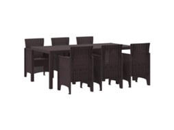 Vidaxl Conjunto De Jantar Para Jardim 7 Unid. Castanho Polipropileno