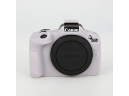 Capa Silicone HEXINYIGJLY para Canon R50leve Antirriscos, Acesso Total Tripé Rosa Gelatinoso