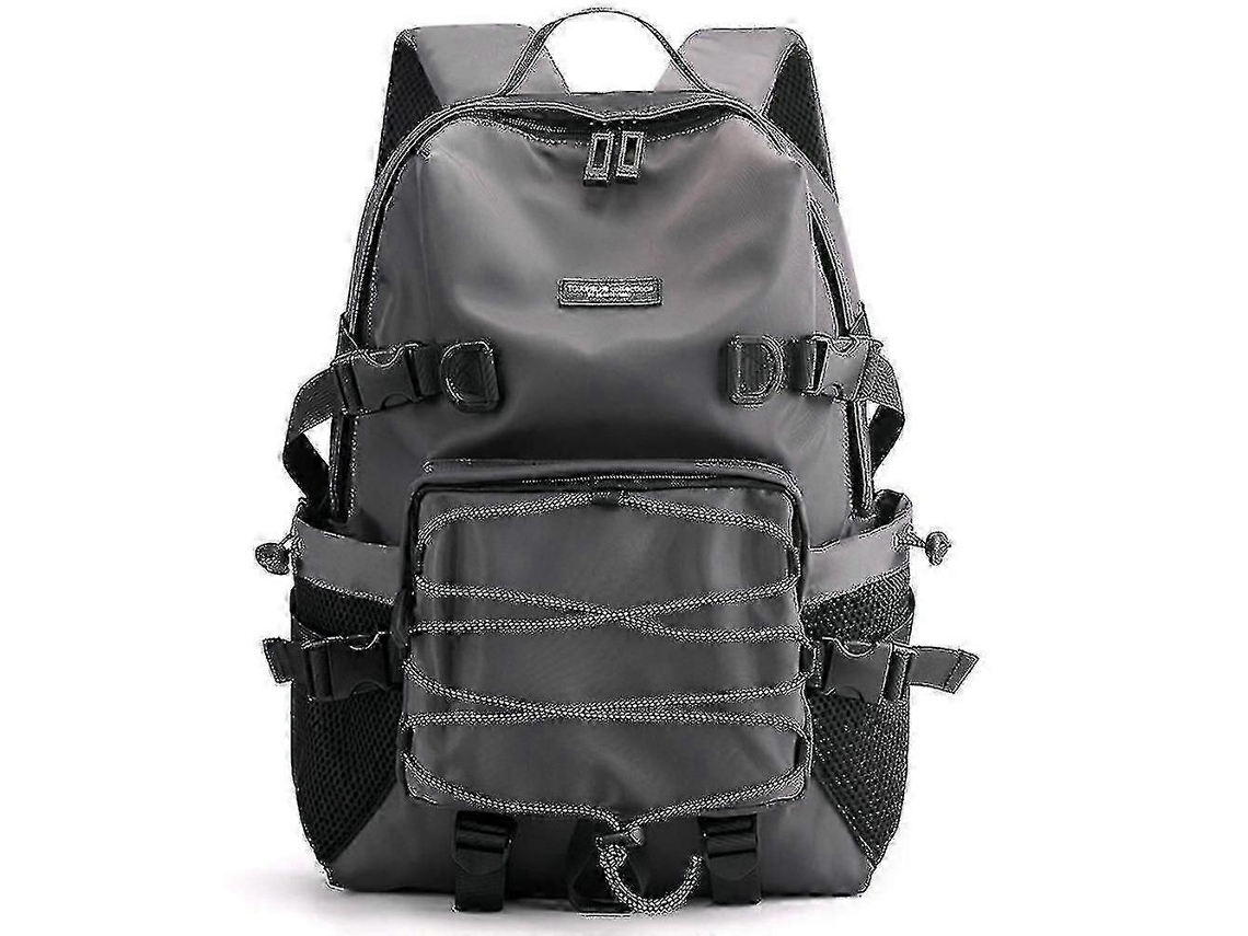 Mochilas Escolares Casuais De Nylon Simples Para Computador, Multiuso, Grande Capacidade, Para Estudantes Olysi Shop (cinza)