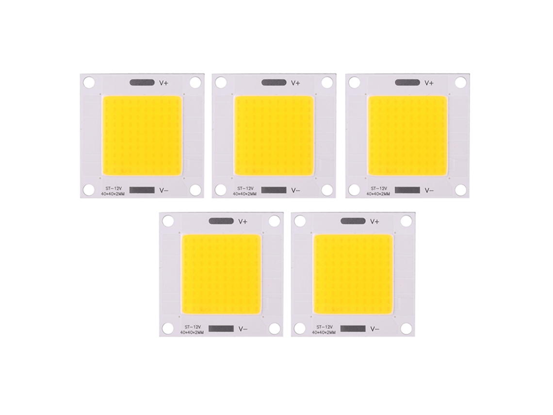 Kit 5pcs Chip Led Cob 50w Integrado para Lâmpada Diy Projetor Luz Quente 5000lm S/MARCA