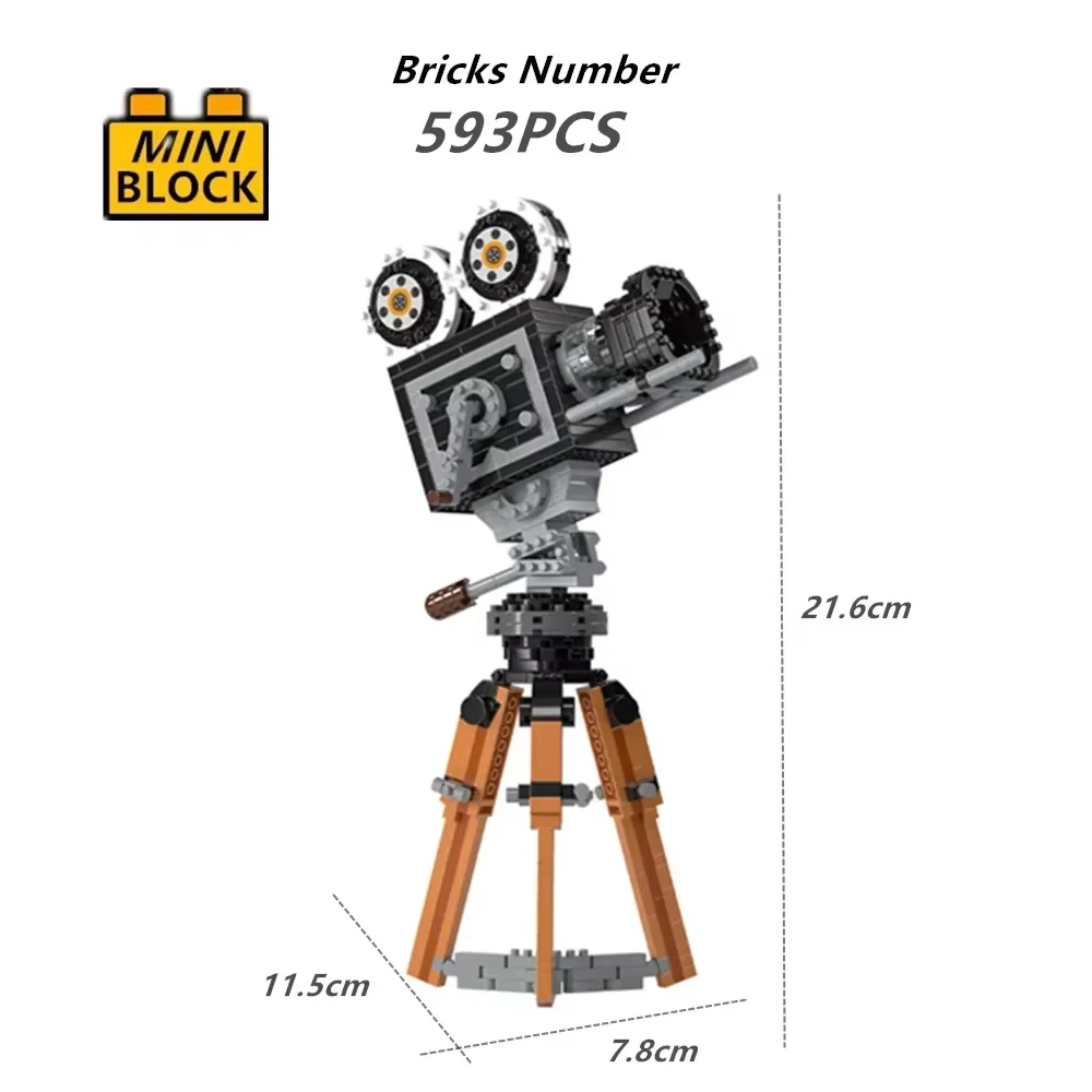 Miniatura De Brinquedo De Montar Com Blocos De Construção, Homenagem A Filmes, Câmera Cinematográfica.