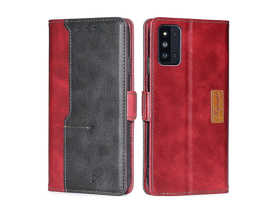 Capa De Couro Com Aba Horizontal, Textura Retrô E Cores Contrastantes Para Samsung Galaxy F52 5g, Com Suporte.
