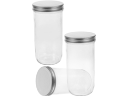 Conjunto De 3-potes Vidro Toyvian 1 Litro Com Tampa Hermética E Vedação, Recipiente Vintage Para Armazenar Cereais E