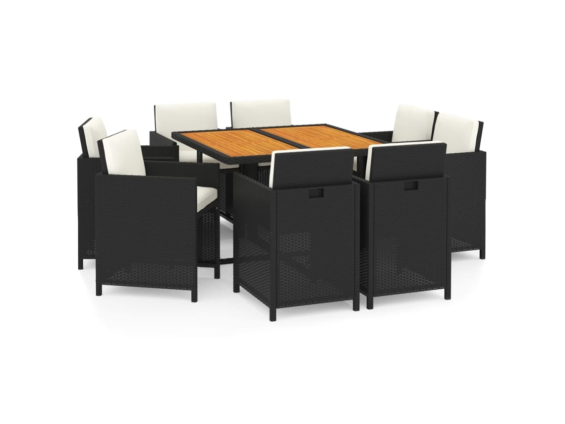 Garden Dining Set, Garden Dining Sets Vidaxl Preto Rattan / Vime (109 Cm Table Length)