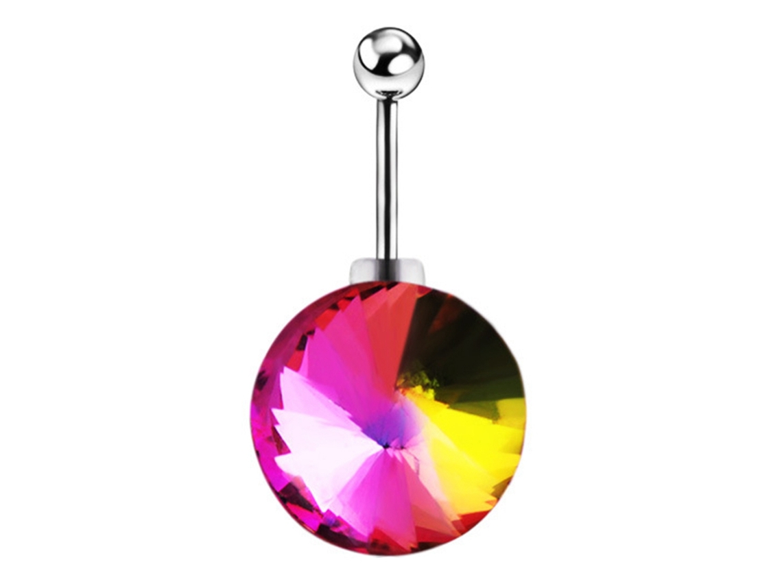 Anéis De Umbigo Pendentes Barbell Feminino Colorido Circulo Inox