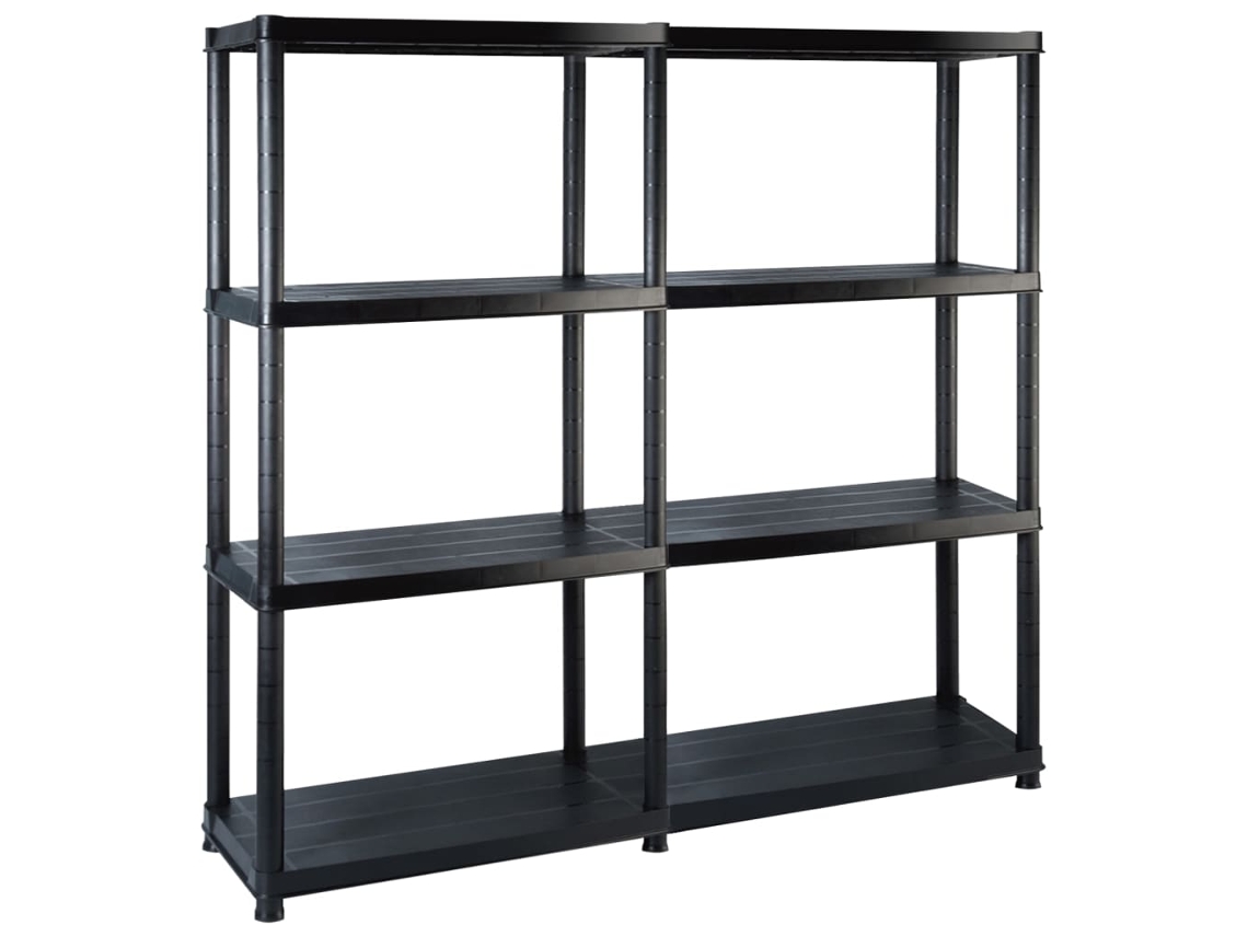 Conjunto 1 Storage Shelf, Storage Shelves Vidaxl Preto Plástico (122 X 30.5 X 130 Cm)