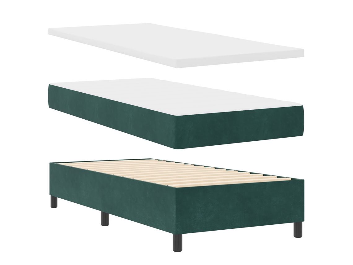 Conjunto 1 Cama Box Vidaxl Verde Veludo (200 X 90 Cm)
