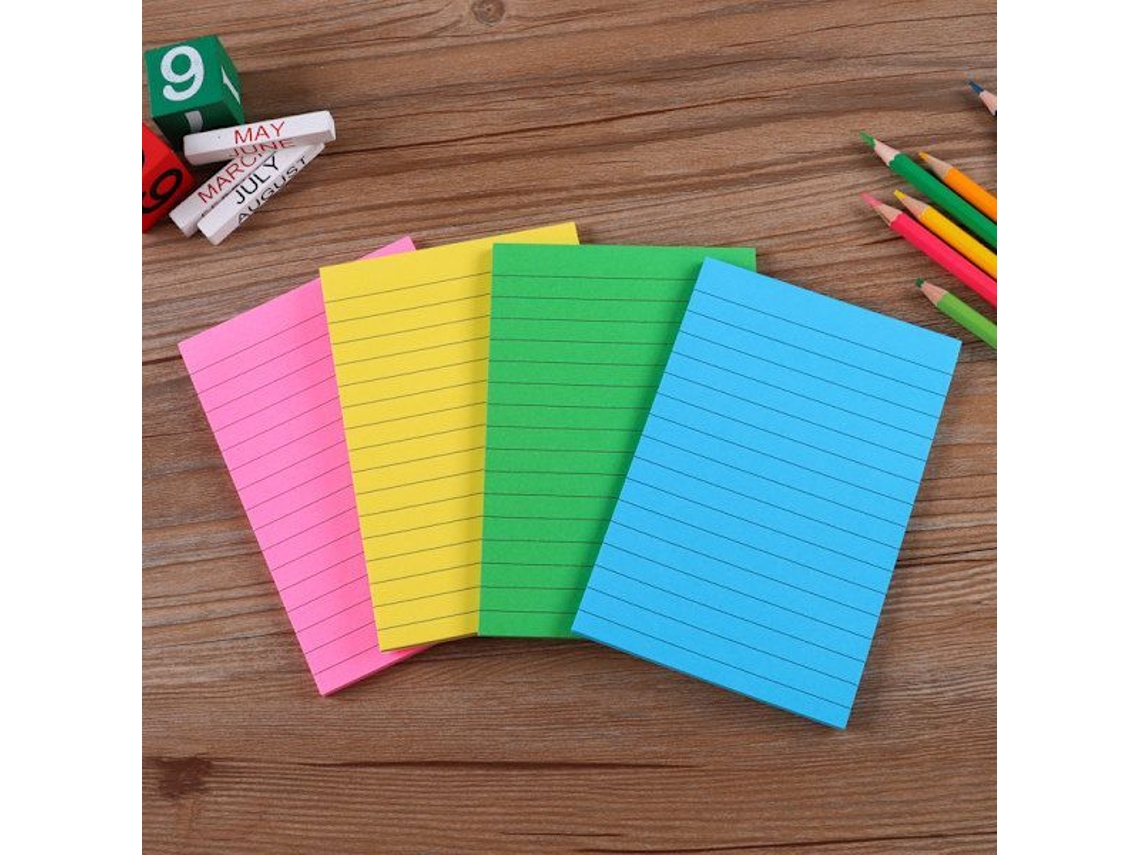 Blocos de Notas Adesivas com Linhas, Blocos de Notas Adesivas em 4 Cores, Blocos de Notas Post, It Coloridos BRILVIBERA