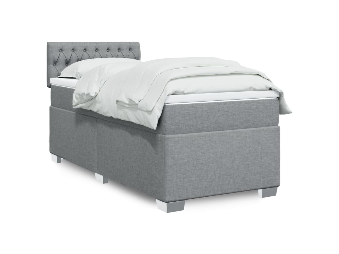 Vidaxl Cama Com Molas/colchão 80x200 Cm Tecido Cinza-claro