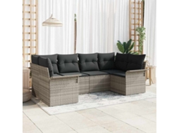 Vidaxl Conjunto de Sofá de Jardim 6 Pcs Cinzento claro Vime Pe
