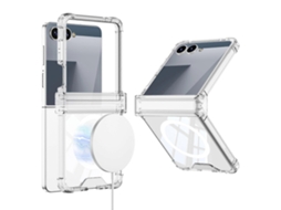 Capa Magnética Gkk Para Samsung Galaxy Z Flip7 5g Com Proteção De Dobradiça E Airbag, À Prova De Choque, Transparente