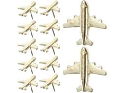 Tachinhas de Metal Dourado em Formato Avião para Cortiça Quadros, 24 Peças, Design Original e Multifuncional para