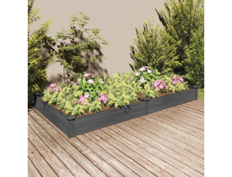 Canteiro Elevado C/ Forro 240x120x25 Cm Abeto Maciço Cinzento