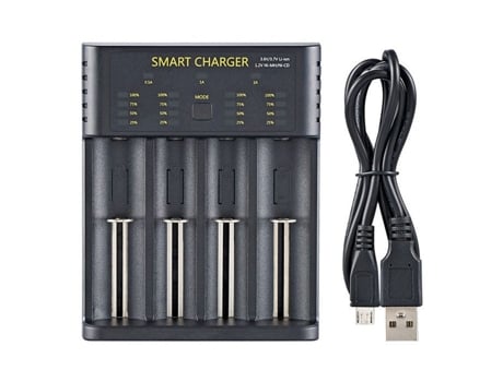 Carregador De Bateria Td 4 Slots Proteção Contra Sobrecarga Display Led Usb