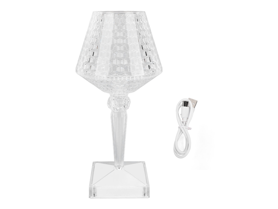 Lâmpada de Mesa de Cristal Sem Fio com Controle Táctil 3 Cores e Regulagem Contínua de Brilho | S/MARCA
