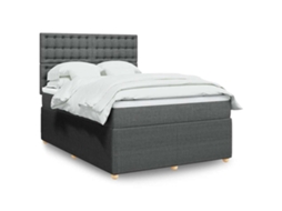 Vidaxl Cama Com Molas/colchão 140x190 Cm Tecido Cinzento-escuro