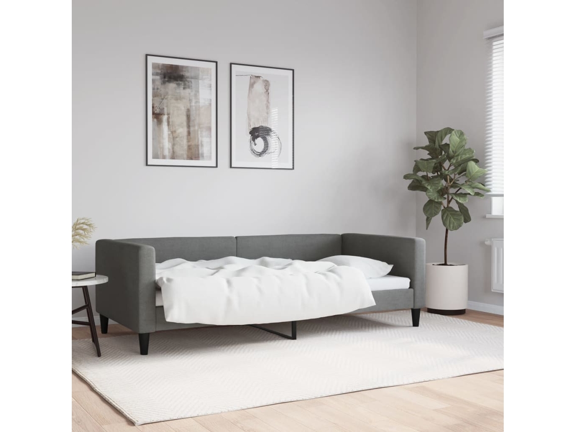 Vidaxl Sofá-cama 90x190 Cm Tecido Cinzento-escuro