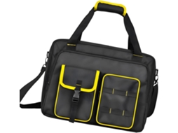 Bolsa organizadora de ferramentas para canteiro obras, com altura superior e altura de ombro, em poliéster, com bolsas.