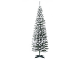 Árvore De Natal Artificial, 210 Cm, Galhos De Pvc Cobertos De Neve, Dobrável, Suporte Metálico, Verde/branco