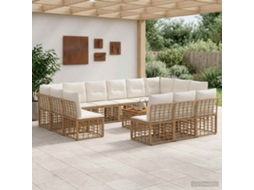 Vidaxl Conjunto De Sofás Para Exterior 14 Pcs Natural E Branco Creme