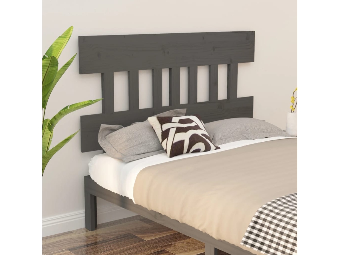 Vidaxl Cabeceira De Cama 203,5x3x81 Cm Pinho Maciço Cinzento