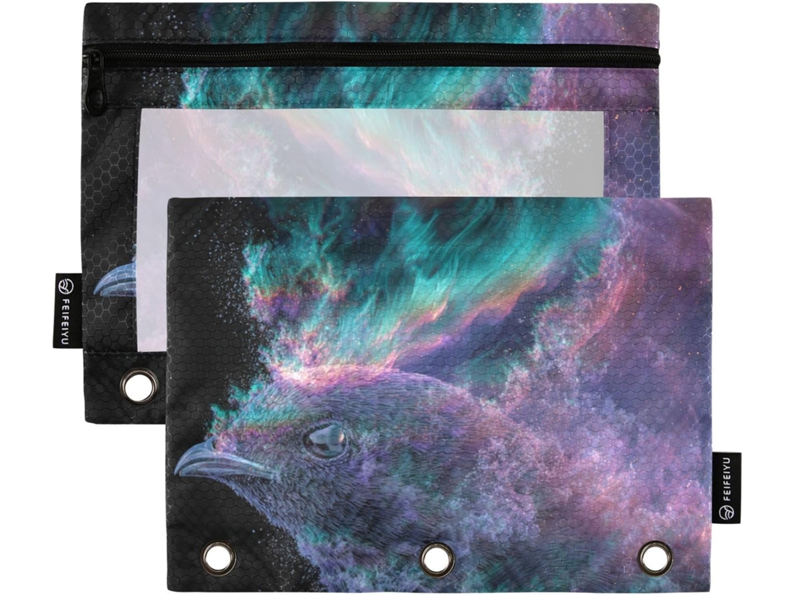 Pasta De Argolas Galaxy Bird Roxa Com Janela Transparente Macia Em Várias Cores, 3 Argolas Com Fecho Guardar