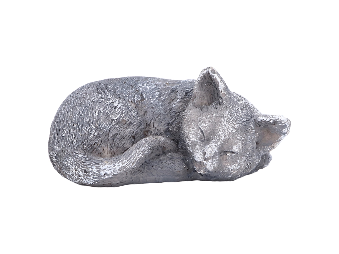 Lápide Memorial Pet Resina Resistente Jardim Gato Cor Pedra